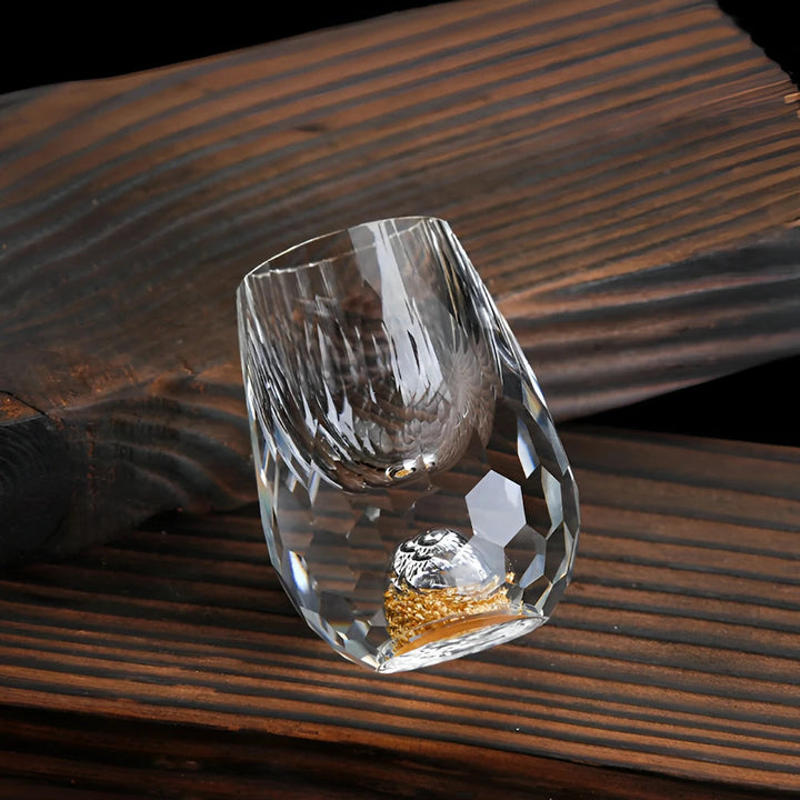 Luxury Crystal Whisky Glasses with Gold Flakes (Set of 2)