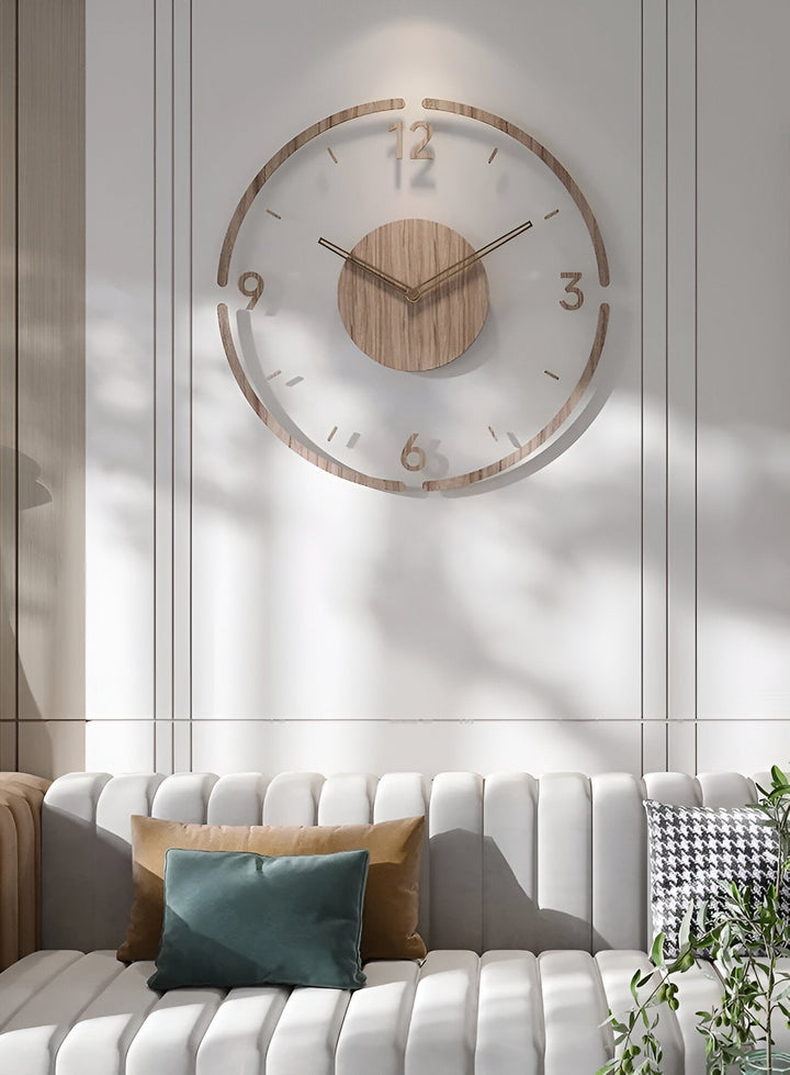 Kalsten | ClearWood Transparent Wall Clock – Silent Quartz with Wooden Details