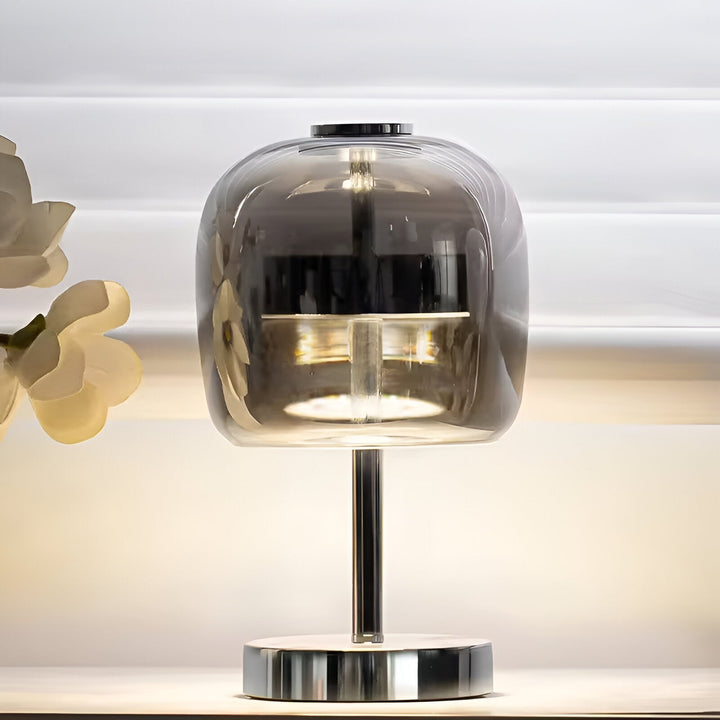 Gleam Lamp - Stylish smoky gray glass lamp USB-powered dimmable light | Kalsten