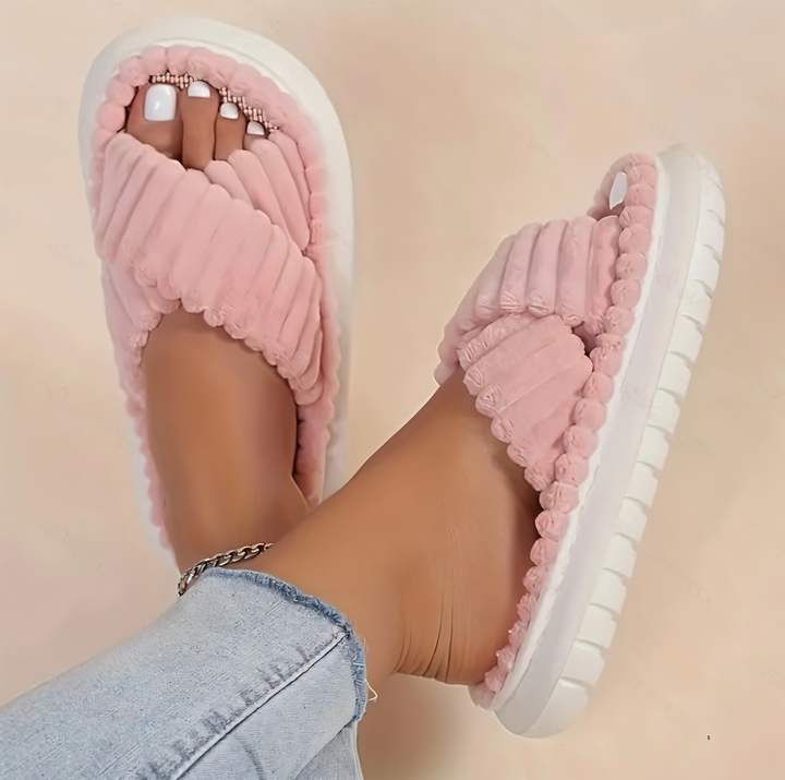 Kalsten | Sofie - Plush Lined Slippers with Cross Band