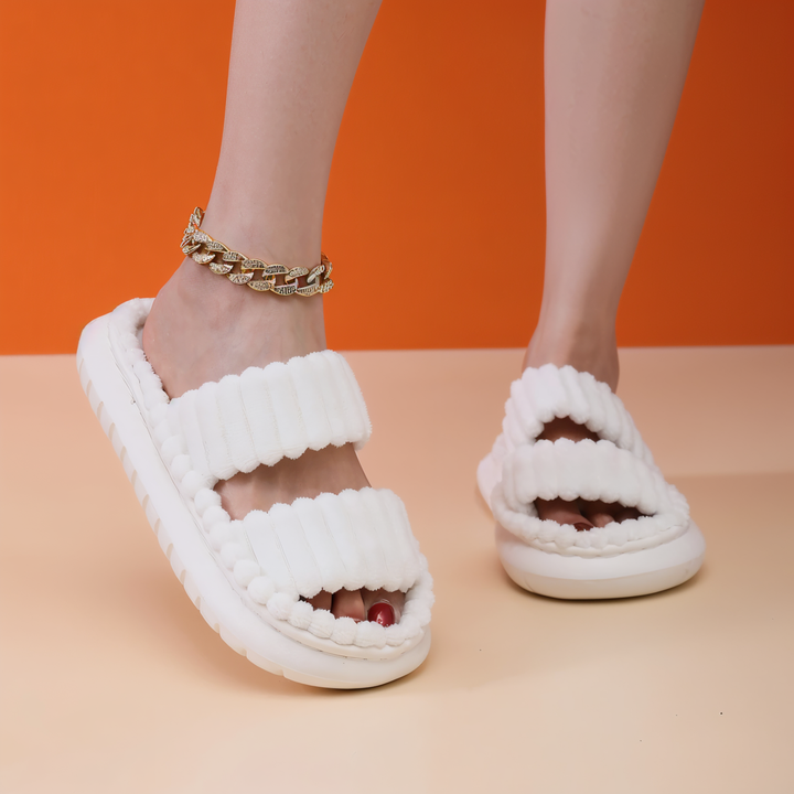 Kalsten | Sofie - Plush Lined Slippers with Cross Band