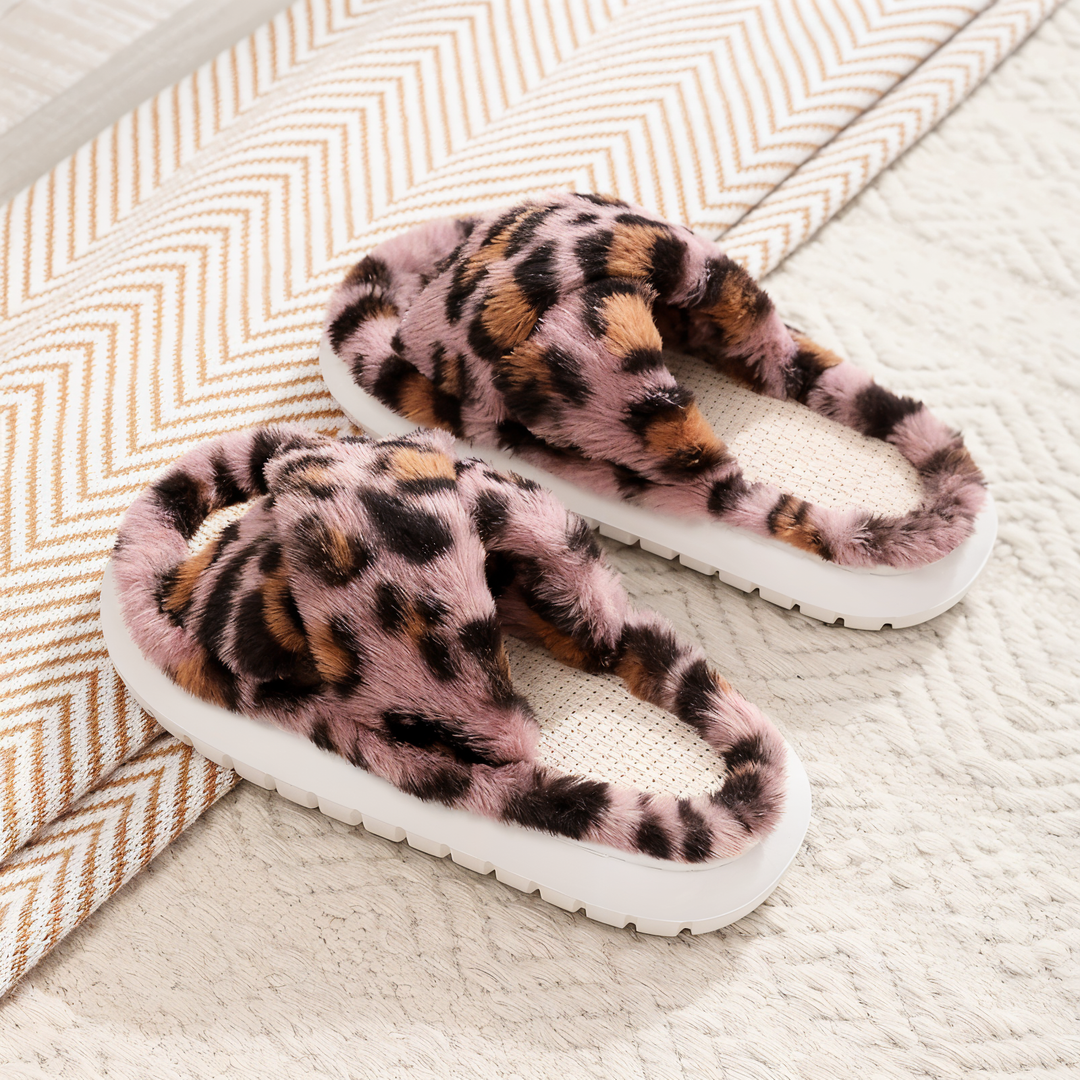Kalsten | Sofie - Plush Lined Slippers with Cross Band
