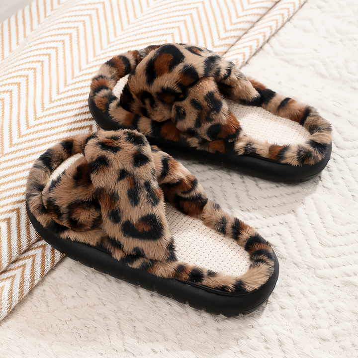 Kalsten | Sofie - Plush Lined Slippers with Cross Band