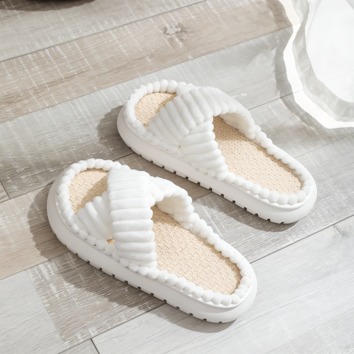 Kalsten | Sofie - Plush Lined Slippers with Cross Band