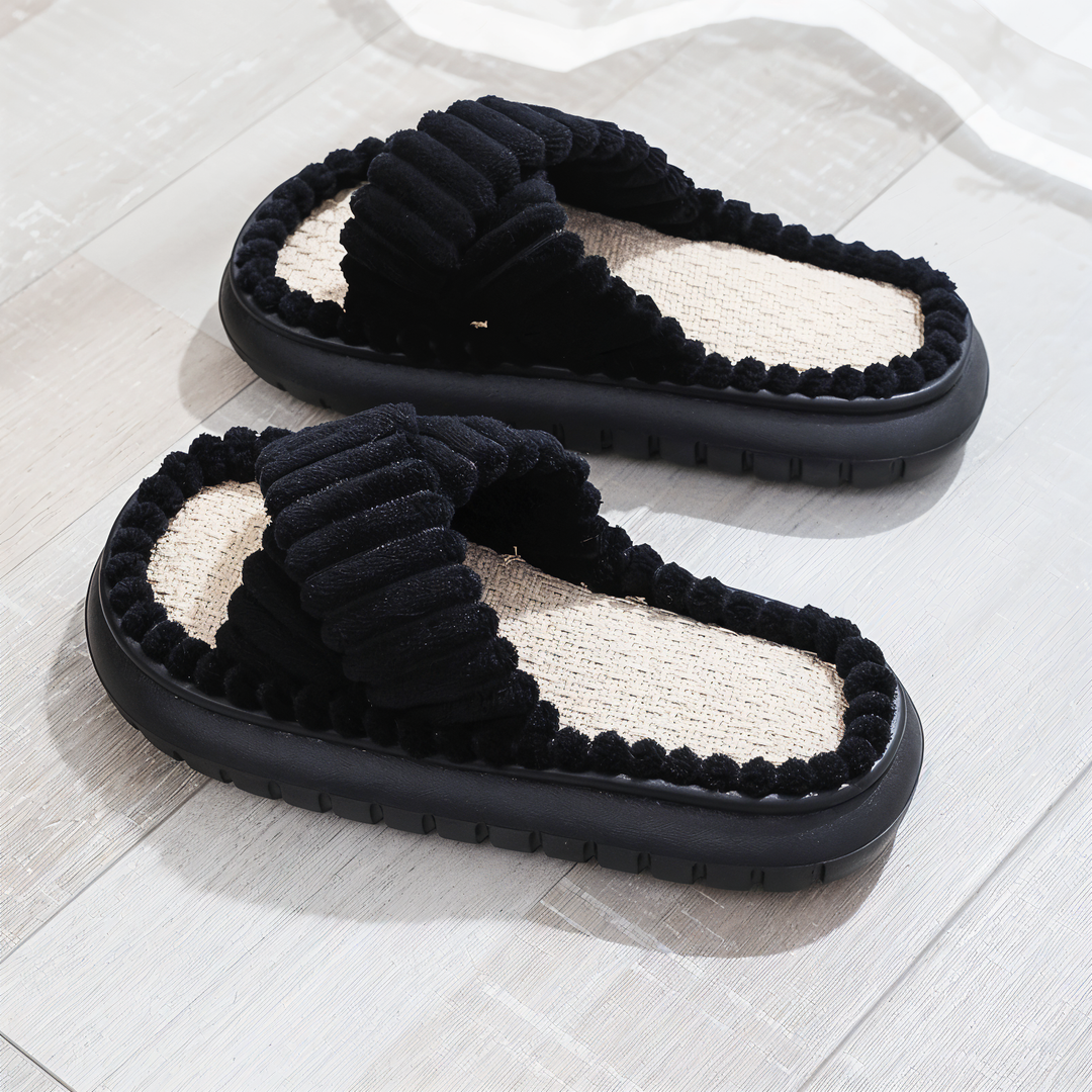 Kalsten | Sofie - Plush Lined Slippers with Cross Band