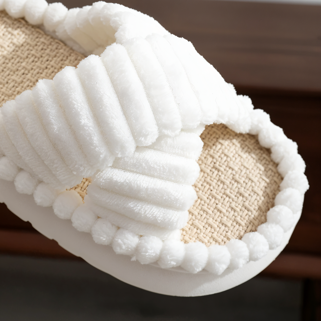 Kalsten | Sofie - Plush Lined Slippers with Cross Band