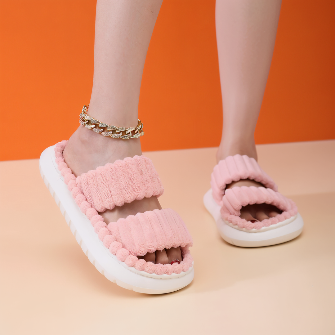 Kalsten | Sofie - Plush Lined Slippers with Cross Band