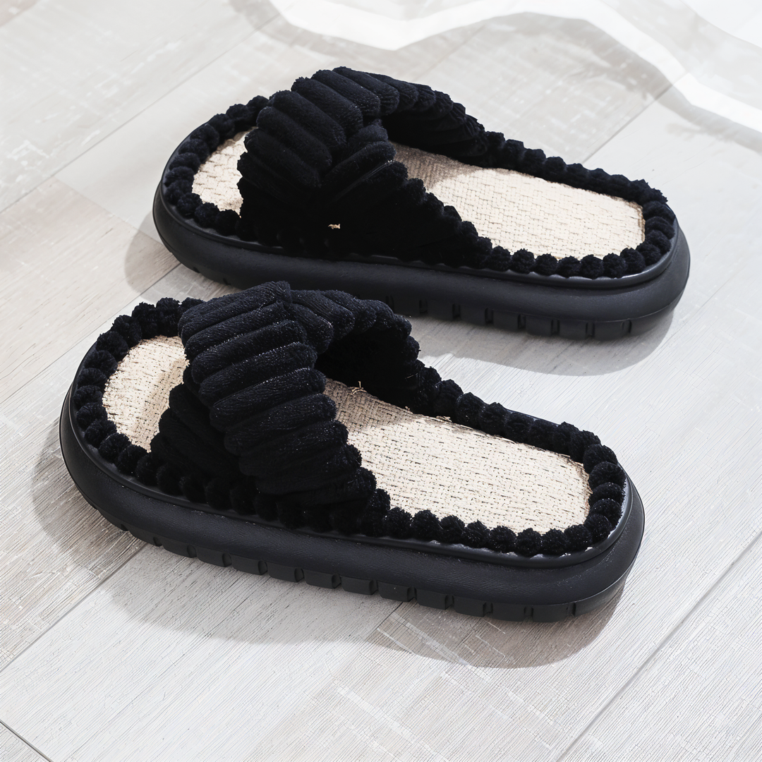 Kalsten | Sofie - Plush Lined Slippers with Cross Band