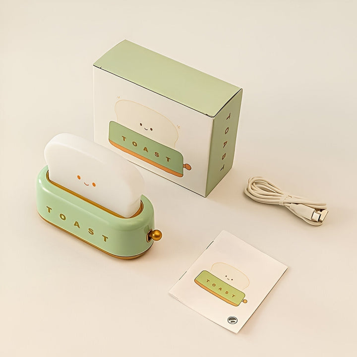 TinyToast Table Lamp – Portable Toaster-Shaped Night Light with Dimmable LED & USB Port | Noxord