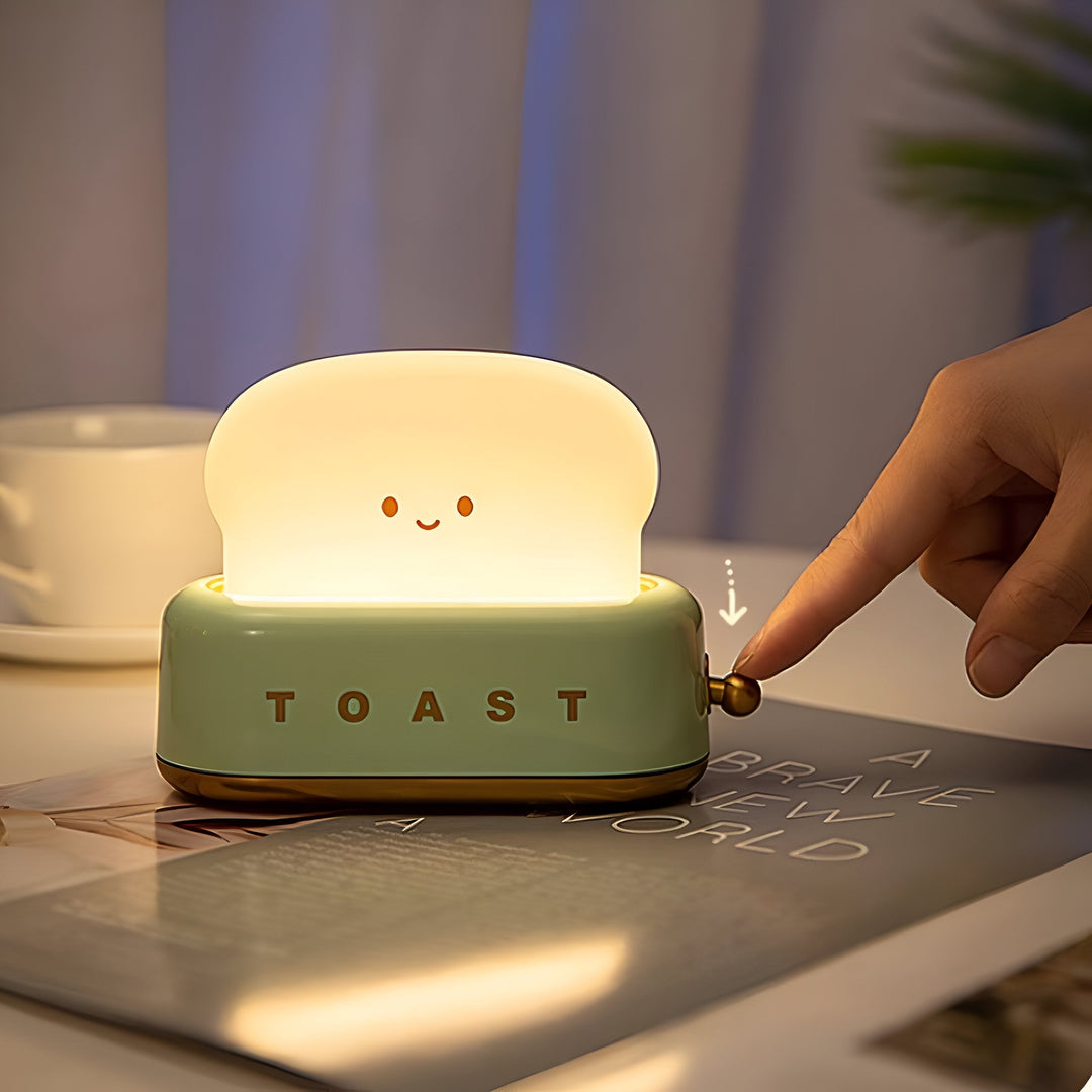 TinyToast Table Lamp – Portable Toaster-Shaped Night Light with Dimmable LED & USB Port | Noxord