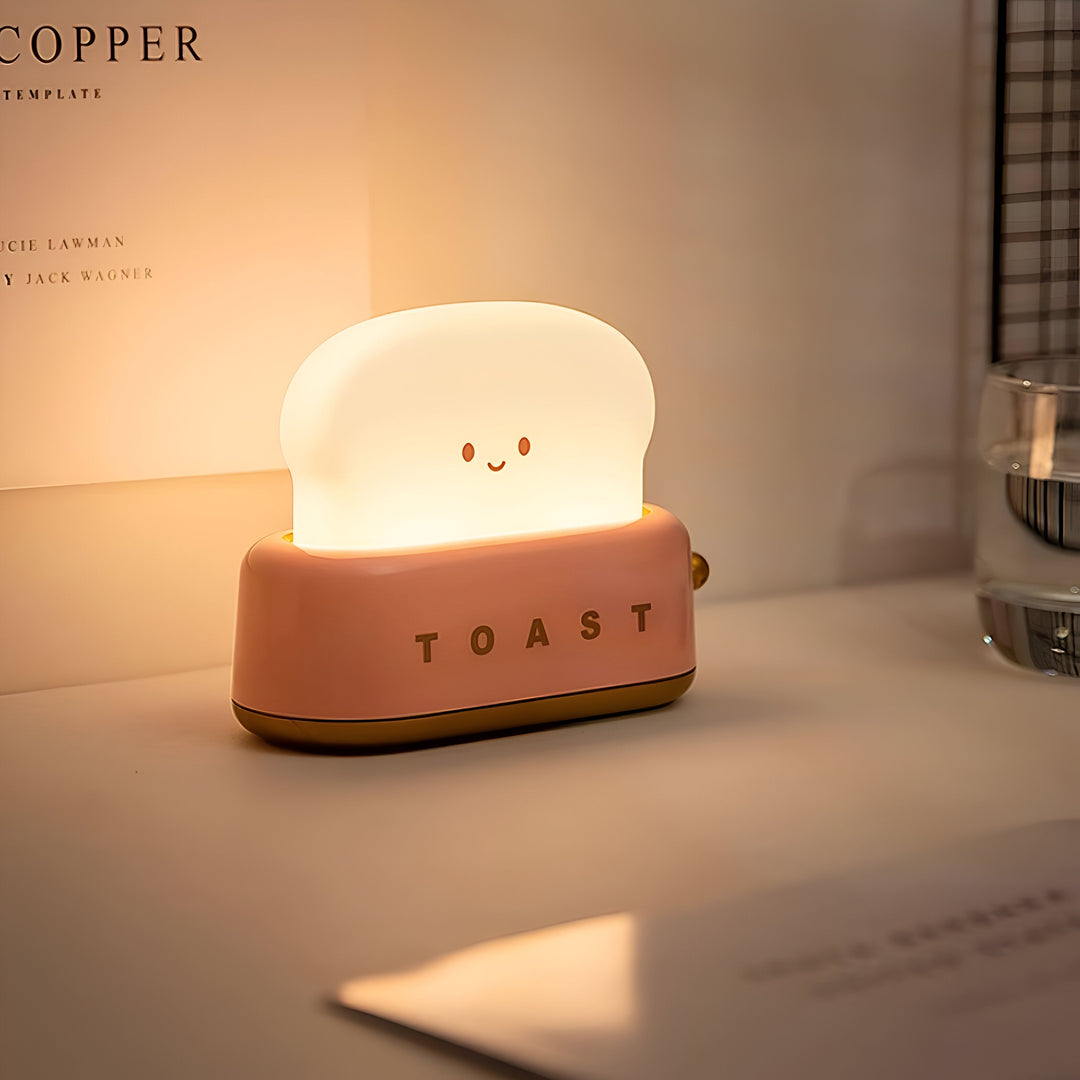 TinyToast Table Lamp – Portable Toaster-Shaped Night Light with Dimmable LED & USB Port | Noxord