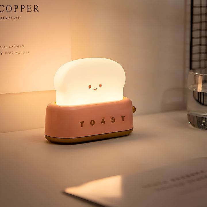 TinyToast Table Lamp – Portable Toaster-Shaped Night Light with Dimmable LED & USB Port | Noxord