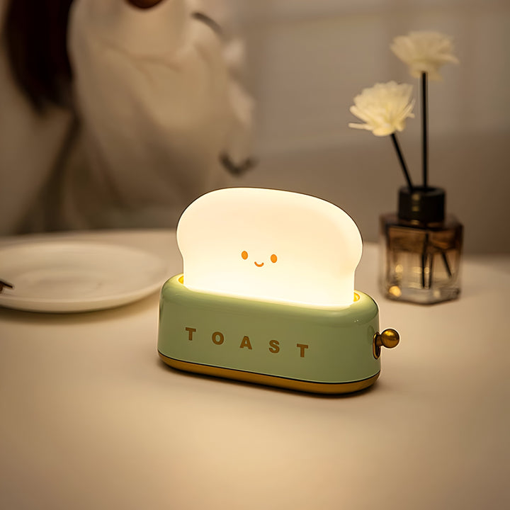 TinyToast Table Lamp – Portable Toaster-Shaped Night Light with Dimmable LED & USB Port | Noxord