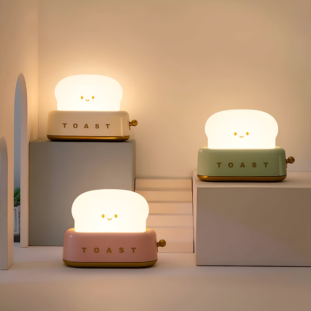 TinyToast Table Lamp – Portable Toaster-Shaped Night Light with Dimmable LED & USB Port | Noxord
