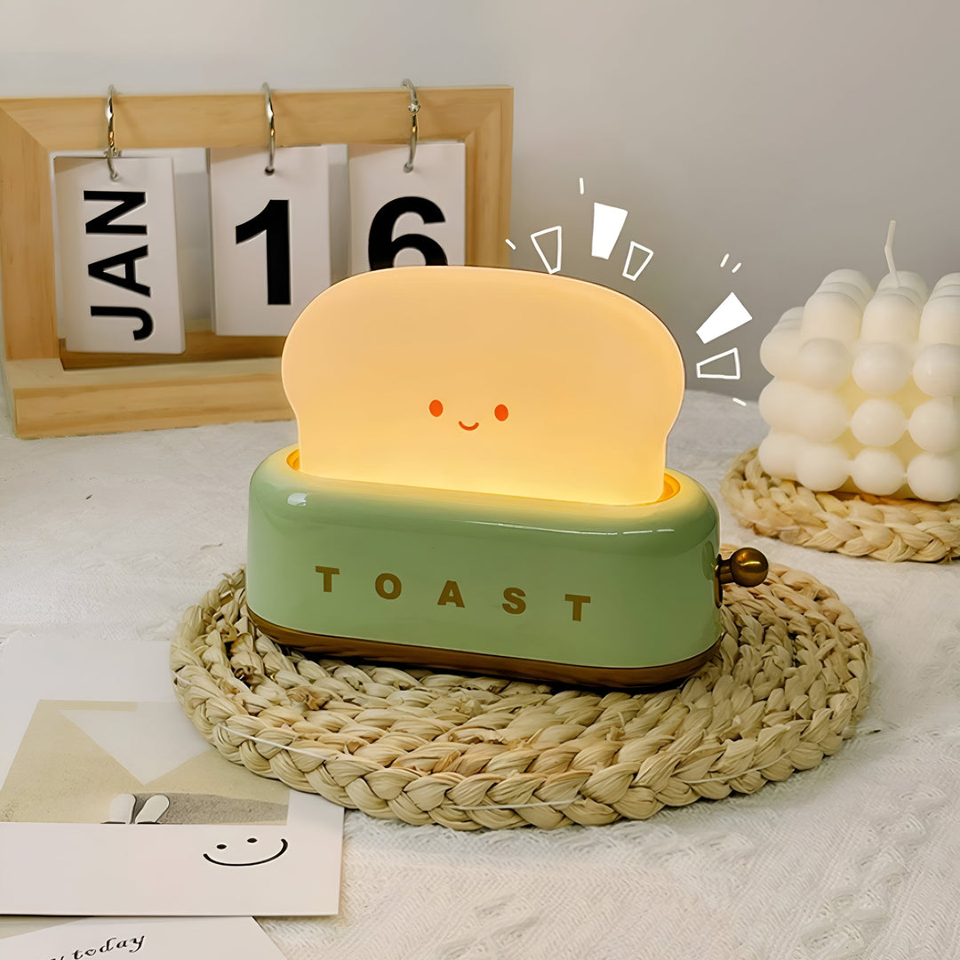TinyToast Table Lamp – Portable Toaster-Shaped Night Light with Dimmable LED & USB Port | Noxord