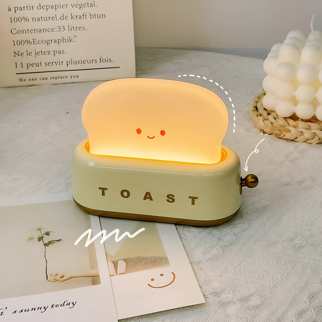 TinyToast Table Lamp – Portable Toaster-Shaped Night Light with Dimmable LED & USB Port | Noxord
