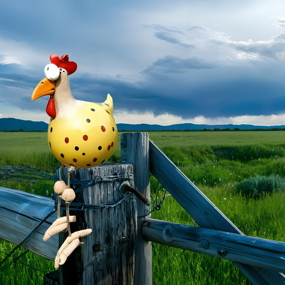 Kalsten | Large Eyes Chicken Statue - Weatherproof Resin Craft - Rooster Garden Statue