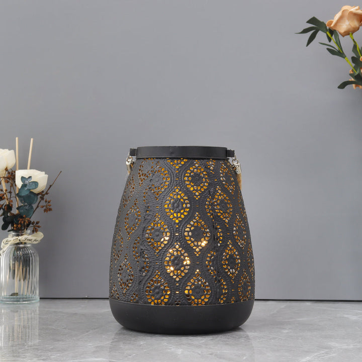 Moroccan Style Black Metal Battery Operated Table Lamp - Cordless Lamp | Kalsten
