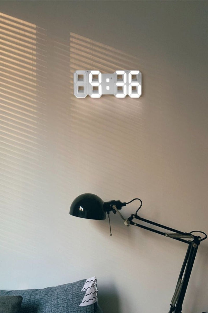 3D LED Wall Clock with Dimmable Digital Display