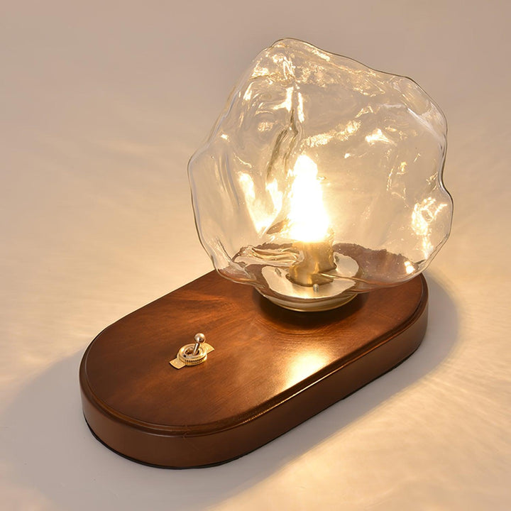 Glass Block Table Lamp | Modern Design with Clear Glass | Ideal for Living Room & Bedroom Lighting | Kalsten