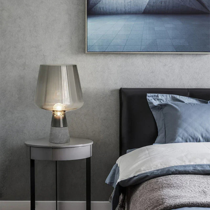 Industrial table lamp made of steel with glass shade – Modern vintage bedside lamp | Kalsten