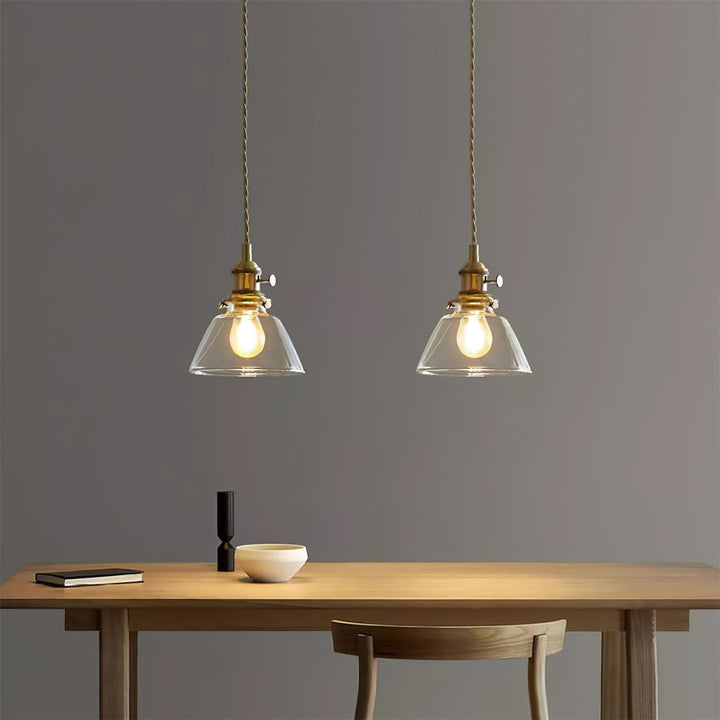 Pendant Light Glass Brass 5.9 In Clear Dining Room Kitchen Island Hanging Ceiling Lamp Adjustable Cord | Kalsten
