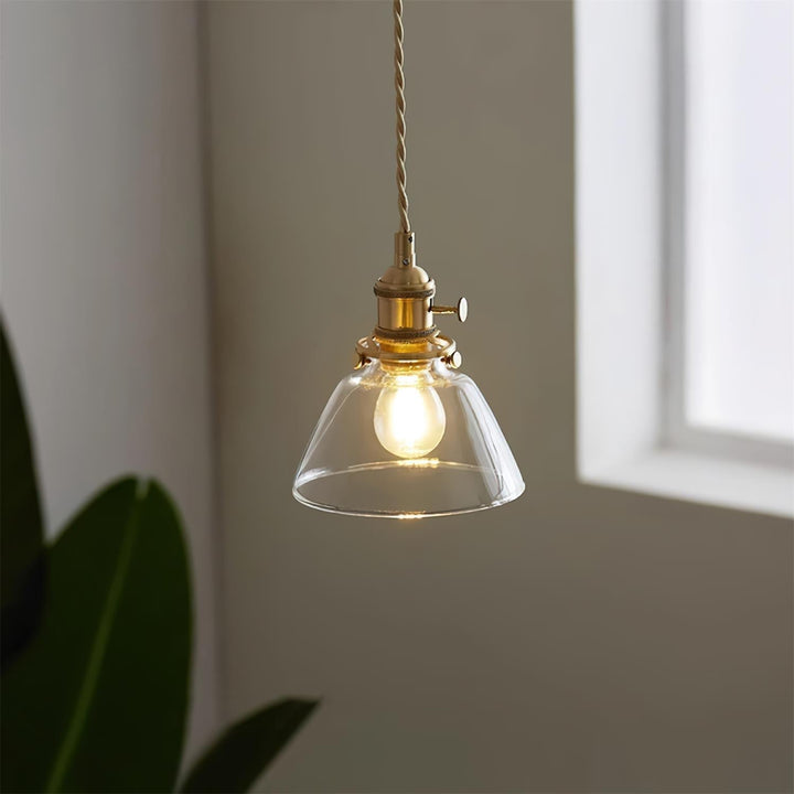 Pendant Light Glass Brass 5.9 In Clear Dining Room Kitchen Island Hanging Ceiling Lamp Adjustable Cord | Kalsten