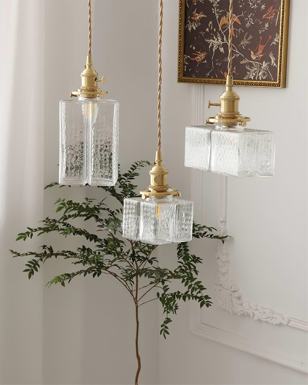 Pendant Light Brass Glass 7.1 in Adjustable Indoor Ceiling Lamp Dining Room Kitchen Island Lighting Fixture Modern Decorative Hanging Light | Kalsten