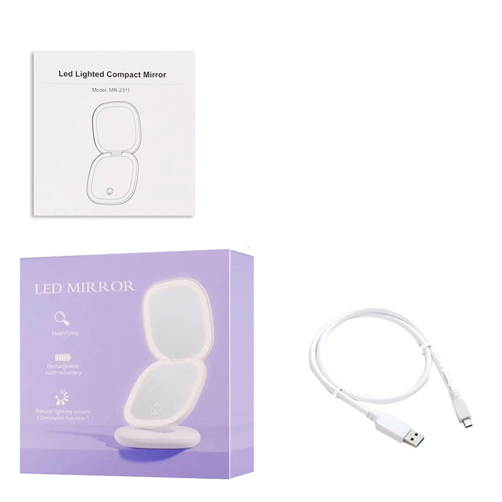 Kalsten | Compact LED Makeup Mirror with Double Magnification 1X and 10X