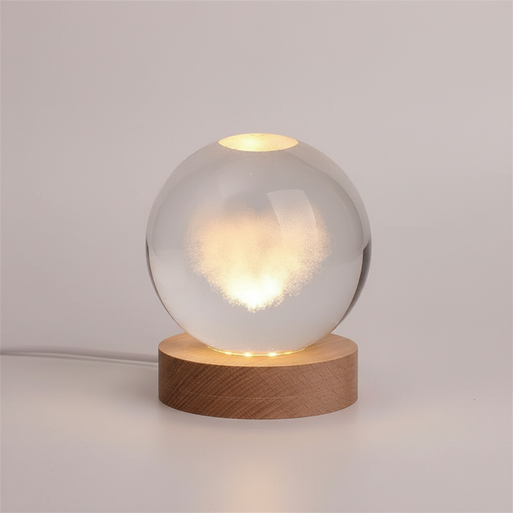 AstroGlobe 3D Lamp – Spherical Wooden Table Lamp with Warm LED Light and Planet Design | Kalsten