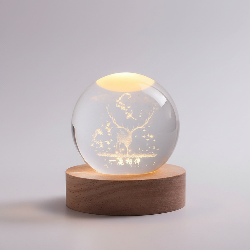 AstroGlobe 3D Lamp – Spherical Wooden Table Lamp with Warm LED Light and Planet Design | Kalsten