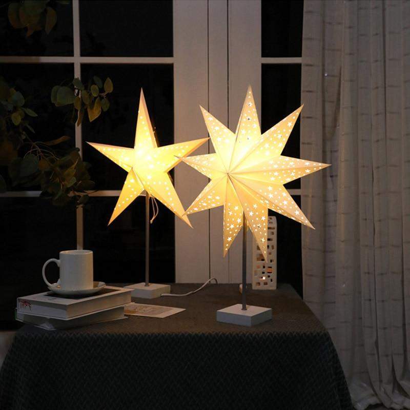 StellarGlow | Radiant LED Star Table Lamp – Wooden Base Ambient Light for Bedroom & Living Room Décor | Noxord