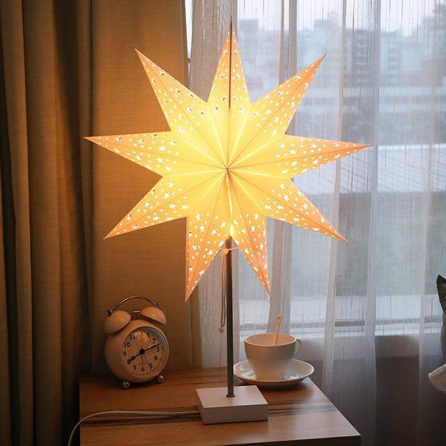 StellarGlow | Radiant LED Star Table Lamp – Wooden Base Ambient Light for Bedroom & Living Room Décor | Noxord