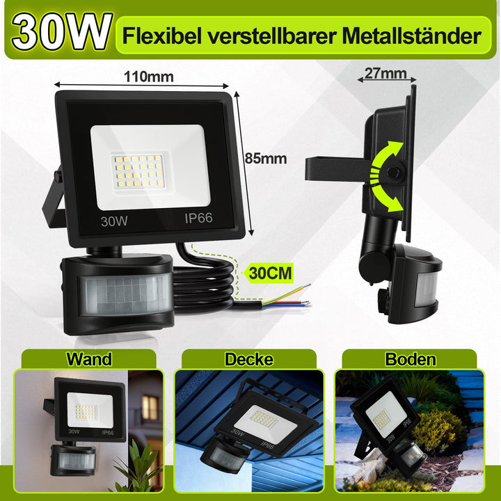 LED Floodlight with Motion Sensor Cool White 10W-100W (no plug) | Kalsten