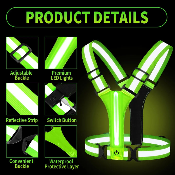 LED Running Vest – Rechargeable Safety Vest with Reflective Strips | Kalsten