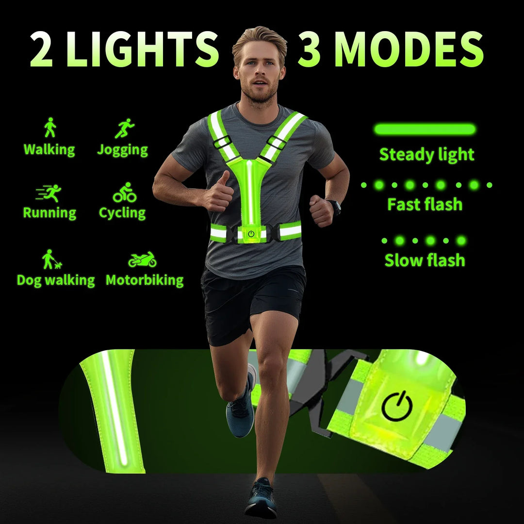 LED Running Vest – Rechargeable Safety Vest with Reflective Strips | Kalsten