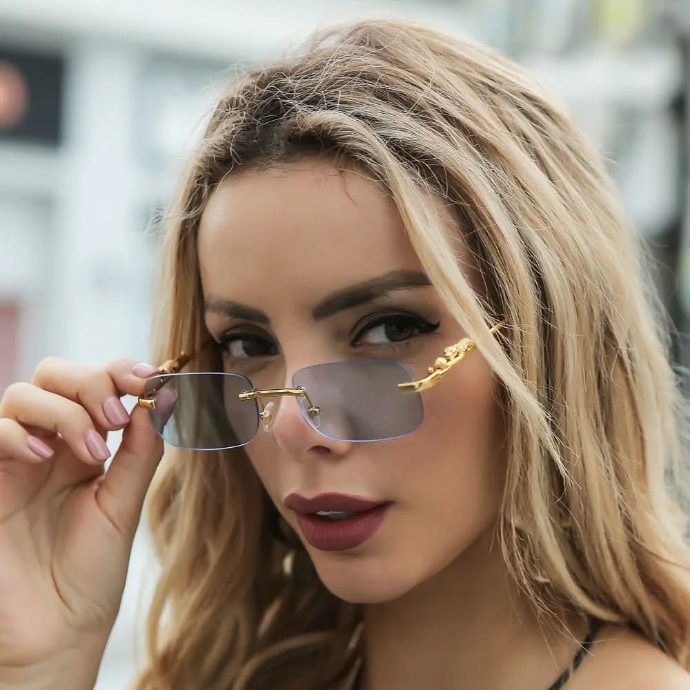 Kalsten | Rimless sunglasses with leopard head design and UV400 protection