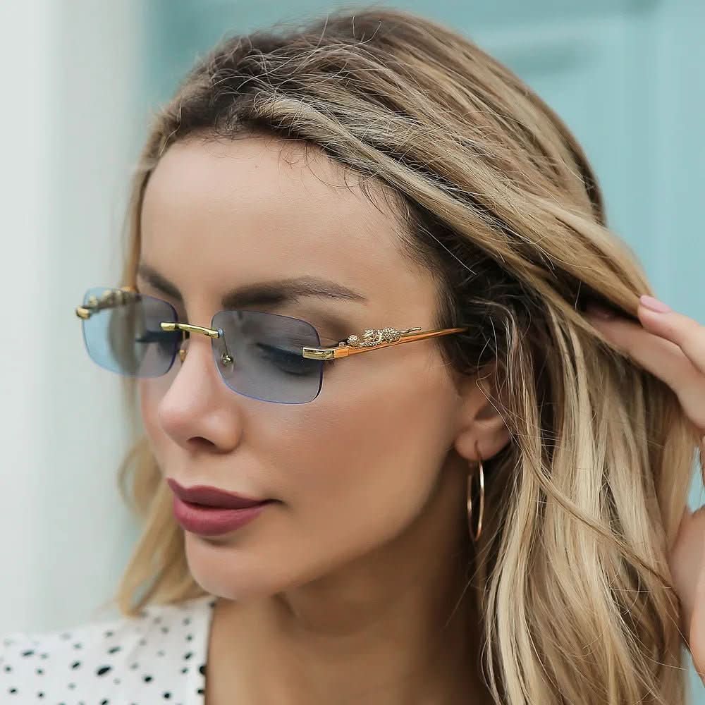 Kalsten | Rimless sunglasses with leopard head design and UV400 protection