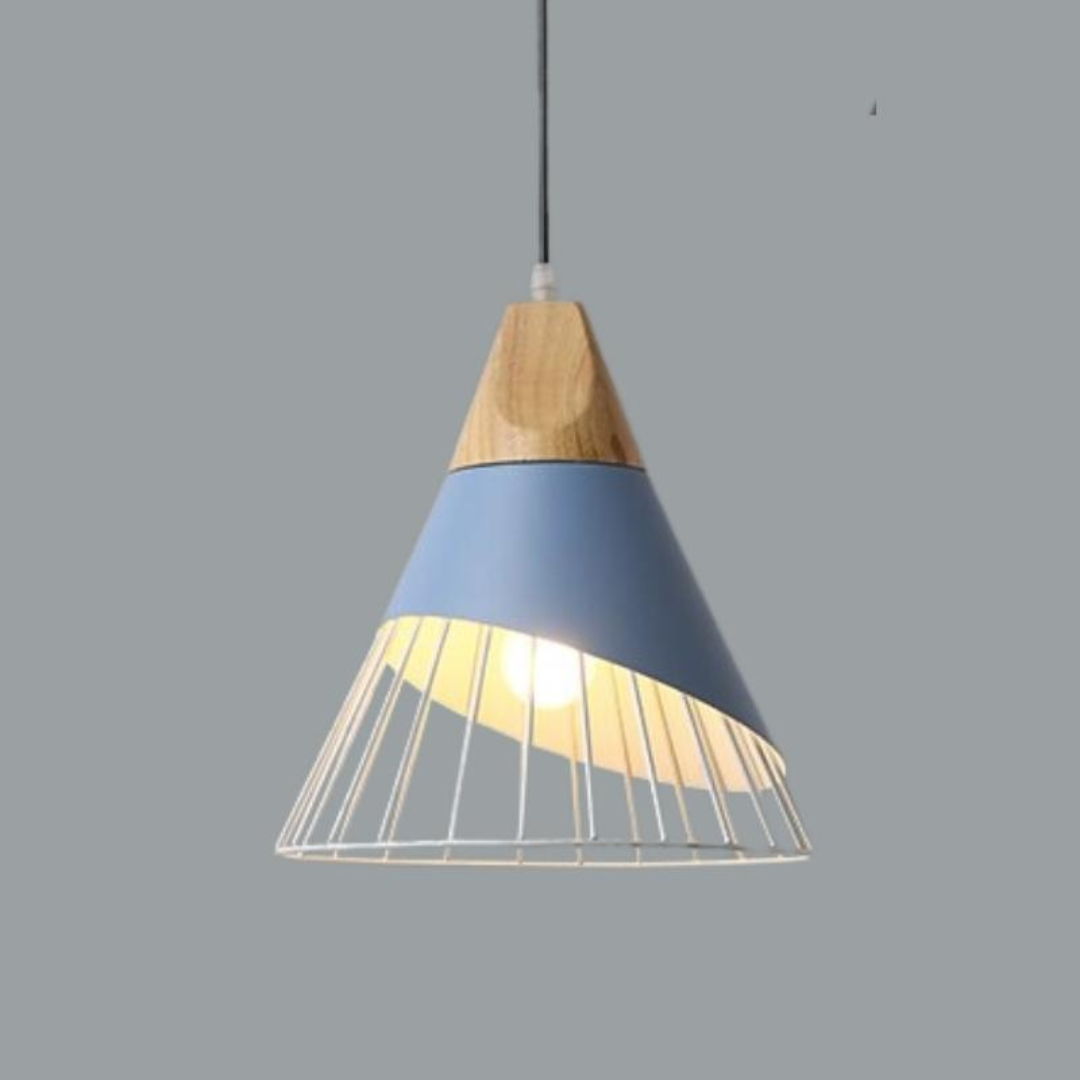 Modern Industrial Pendant Light in Scandinavian Style – Wood & Metal Noxord