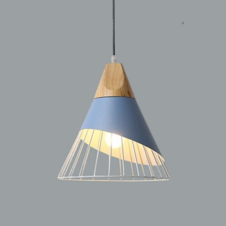 Modern Industrial Pendant Light in Scandinavian Style – Wood & Metal Noxord