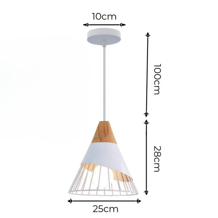 Modern Industrial Pendant Light in Scandinavian Style – Wood & Metal Noxord