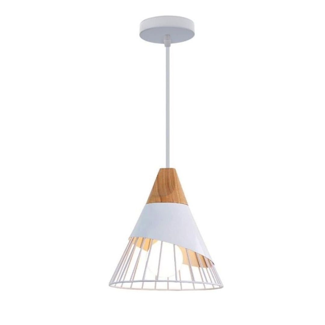 Modern Industrial Pendant Light in Scandinavian Style – Wood & Metal Noxord