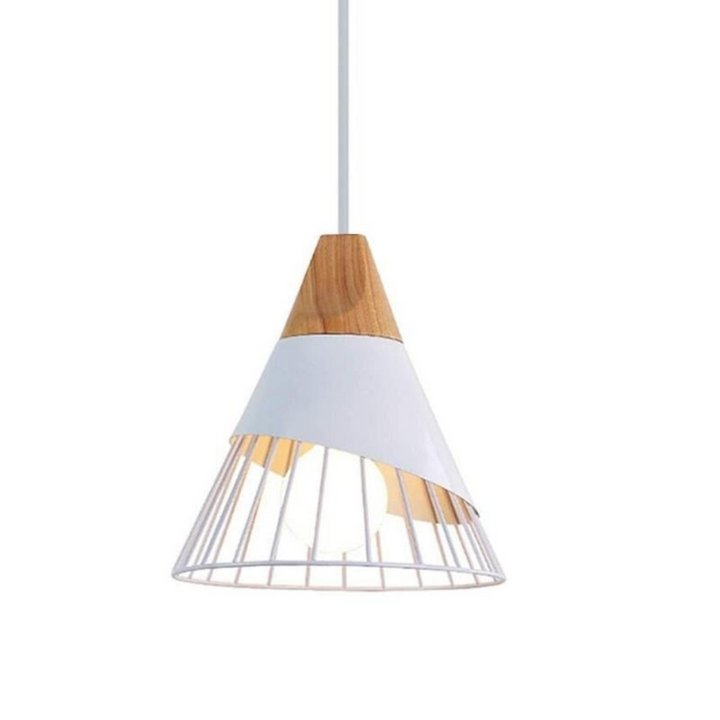 Modern Industrial Pendant Light in Scandinavian Style – Wood & Metal Noxord