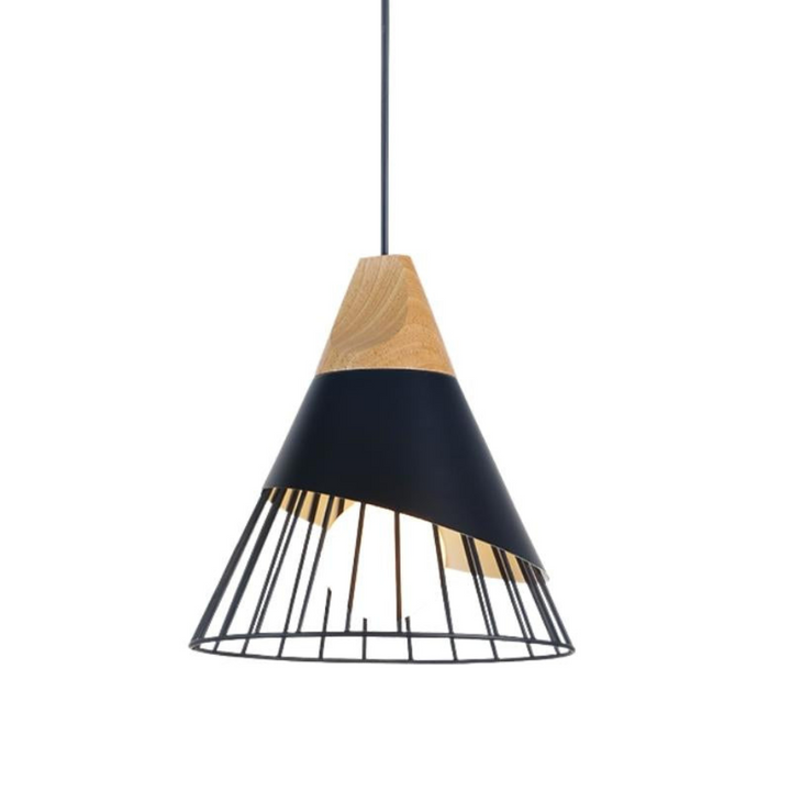 Modern Industrial Pendant Light in Scandinavian Style – Wood & Metal Noxord