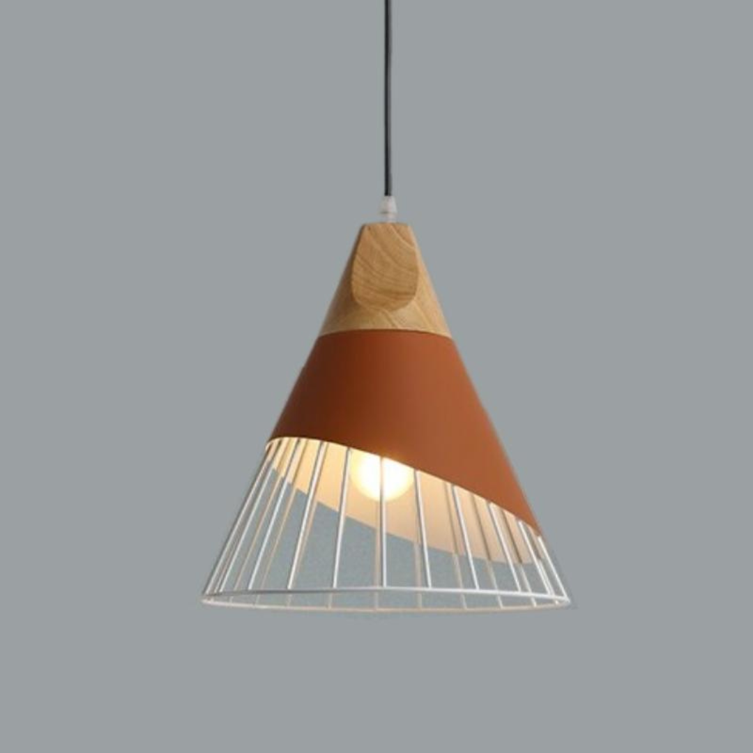 Modern Industrial Pendant Light in Scandinavian Style – Wood & Metal Noxord