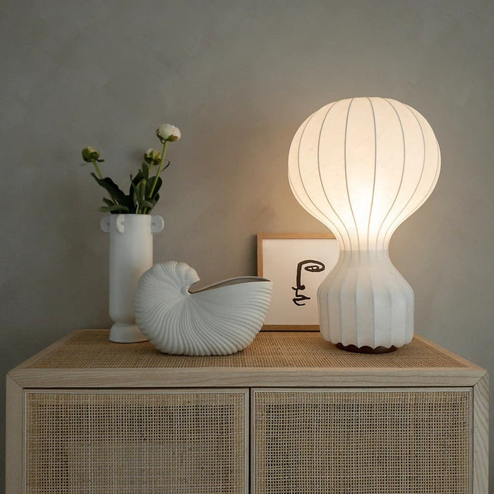 Wabi Sabi Table Lamp with Silk Shade – Minimalist LED Lamp for Living Rooms and Dining Rooms | Noxord