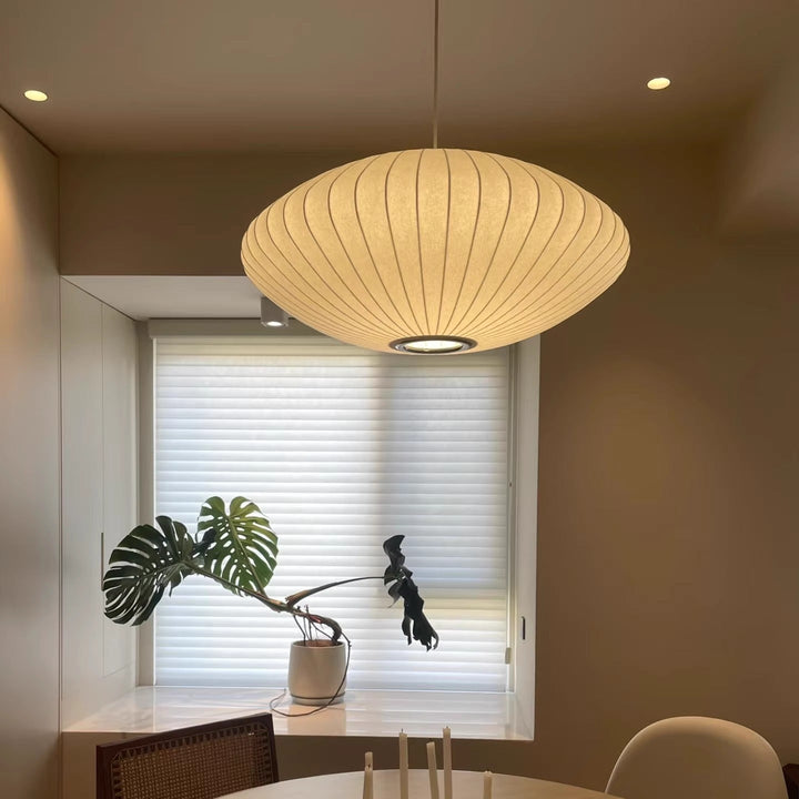 Kalsten | Silk Hanging Lamp, Adjustable Height, Modern Lamp for Living Room, Ideal Above Table