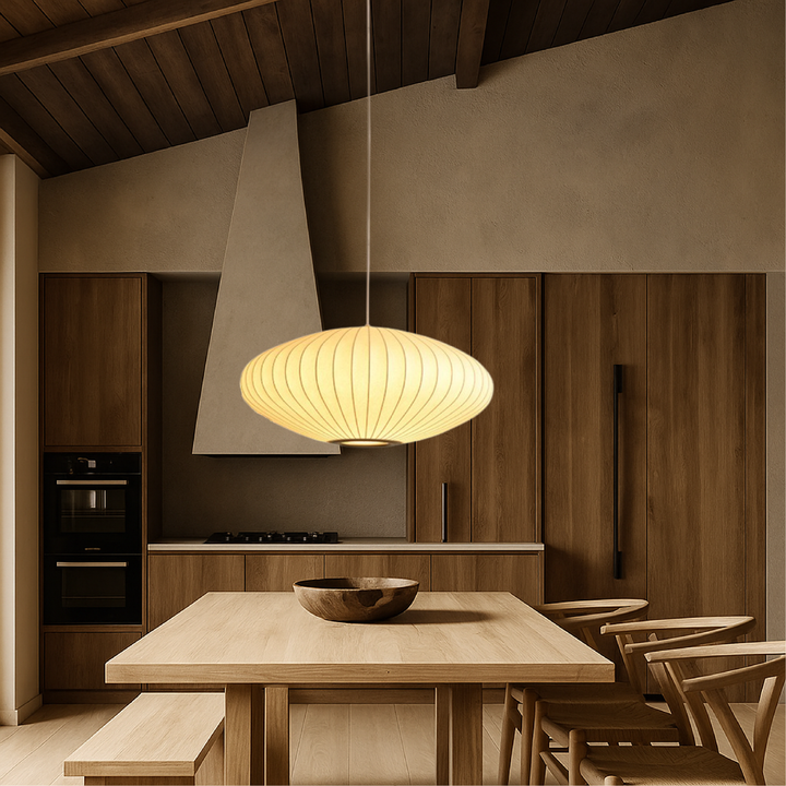 Kalsten | Silk Hanging Lamp, Adjustable Height, Modern Lamp for Living Room, Ideal Above Table