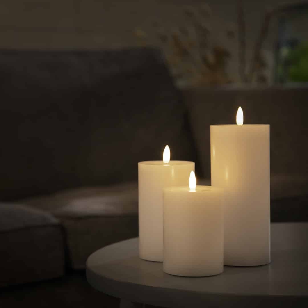 LED Candle (1 piece) with realistic 3D flame 10 x 10 cm | Kalsten