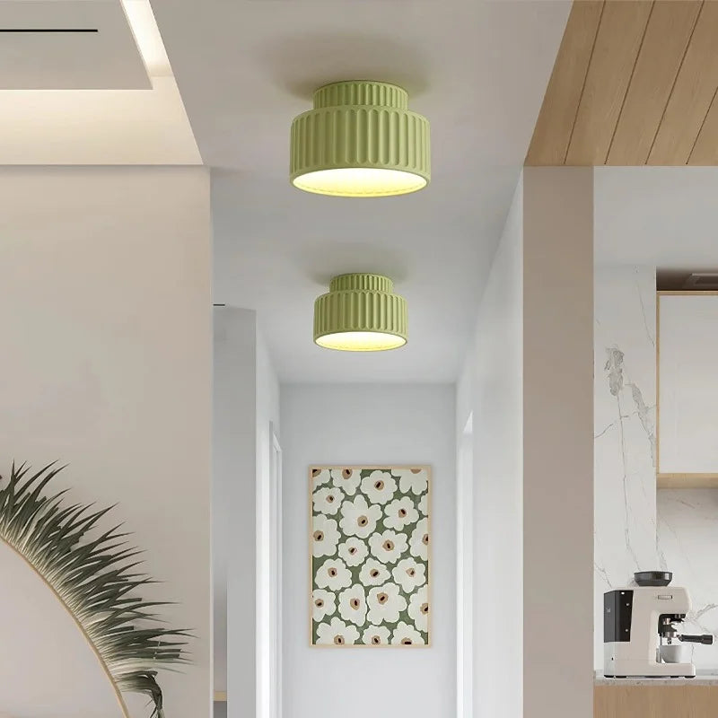 Ceiling Light Resin 9.8 in Vintage Cream Semi Flush Mount Indoor Lighting Bedroom Living Room Hallway Lamp | Kalsten